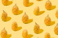 Optimistic pattern made of delightful tasty cactus figs. Bright yellow background