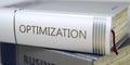Optimization - Book Title. 3D. Royalty Free Stock Photo