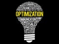 OPTIMIZATION bulb word cloud Royalty Free Stock Photo