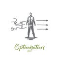 Optimization, business, management, development concept. Hand drawn isolated vector.