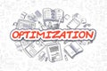 Optimization - Cartoon Red Text. Business Concept.