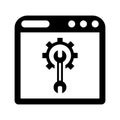 Optimization, website, settings icon. Black vector graphics