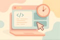 Optimized Web Development Concept with Laptop, Code, Clock, and Cursor for Efficiency Royalty Free Stock Photo