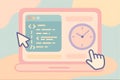 Optimizing Programming Workflow with Time Management and Code on Laptop Screen Illustration Royalty Free Stock Photo