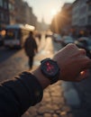 Optimizing the Pulse - Smartwatch showing heart rate Royalty Free Stock Photo
