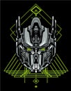 Metalic Optimus prime robot warrior sacred geometry for t-shirt design Royalty Free Stock Photo