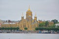 Optina Pustyn farmstead and Neva river in Saint Petersburg, Russia