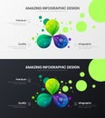 3 option analytics vector illustration template set. Business data design layout. Organic statistics infographic bundle. Royalty Free Stock Photo