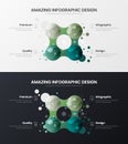 4 option analytics vector illustration template set. Business data design layout. Organic statistics infographic report bundle. Royalty Free Stock Photo