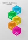 Moden business infographics 5 options bright multi-colored hexagons
