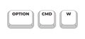 Option Command W grayscale keyboard hotkey Royalty Free Stock Photo