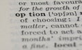 Option dictionary definition close-up Royalty Free Stock Photo