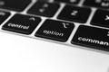 Option key and button on keyboard. Option sign close-up. Modern laptop, communication concept photo
