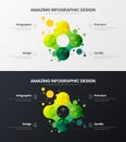 4 option marketing analytics colorful organic statistics infographic report bundle. Business data vector illustration template set