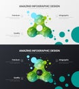 3 option marketing analytics data visualization design layout. Amazing colorful organic statistics infographic report bundle.
