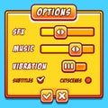 Options menu yellow style game buttons