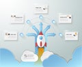 5 options startup infographics with rocket launch, Infographic template for business concept.