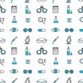 Optometric icons in linear style.Seamless pattern.Vector illustration
