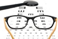 Optometrist chart and glasses