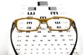 Optometrist chart and glasses