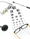 Optometrist chart and glasses