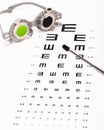 Optometrist chart and glasses