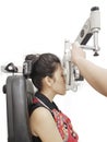 Optometrist doing a sight test for her patient Royalty Free Stock Photo
