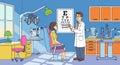 Optometrist examines patient using eye chart and equipment Royalty Free Stock Photo