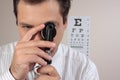 Optometrist or ophthalmic surgeon Royalty Free Stock Photo