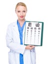 Optometrist show with eye chart Royalty Free Stock Photo