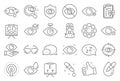 Optometry, Eye doctor line icons. Medical laser eye surgery, glasses and eyedropper. Vector