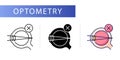 Optometry eyeball, not normal vision. Line icon concept