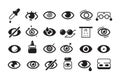 Optometry icon. Ophthalmology symbols eye doctor lens optician vector line collection