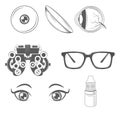 Optometry. Ophthalmology icon set. Oculist. eyeglasses, e Royalty Free Stock Photo
