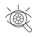 Optometry retinal examination. Line icon concept