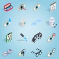 Optometry set icons, isometric 3d style Royalty Free Stock Photo