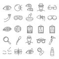 Optometry Signs Black Thin Line Icon Set. Vector