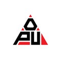 OPU triangle letter logo design with triangle shape. OPU triangle logo design monogram. OPU triangle vector logo template with red Royalty Free Stock Photo