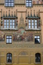 Part of historic Town Hall with beautiful paintings, Ulm, on Romantic Road in South Germany Royalty Free Stock Photo