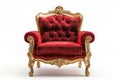 Opulent baroque style chair with a golden frame and luxurious red velvet upholstery Royalty Free Stock Photo