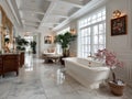 An opulent bathroom interior featuring high-end fixtures Royalty Free Stock Photo