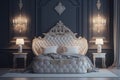 Opulent bedroom in baroque style.Luxary modern interior. AI generative Royalty Free Stock Photo