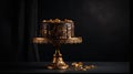Opulent Chocolate Cake Adorned Gold Leaf Luxurious Indulgent Dessert Generative AI