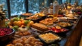 Luxurious Continental Breakfast Buffet with Fresh Pastries and Seasonal Fruit Royalty Free Stock Photo