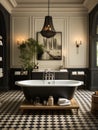 Opulent Contrasts: A Moody Monochrome Bathroom with Directoire E