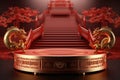 Opulent 3D rendering Round stage podium, Chinese New Year celebration