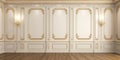 Luxurious hallway adorned with exquisite wood panels. Generative Ai