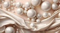 Opulent elegance, silk and foil pearl background Royalty Free Stock Photo