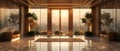 Opulent Elevator Haven with Marble Charm & Sunset Vistas. Concept Luxury Interior Design, Sunset