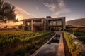 Opulent Estate with Private Vineyard, High-Tech Wine Cellar & Eco-Friendly Luxury Car Royalty Free Stock Photo